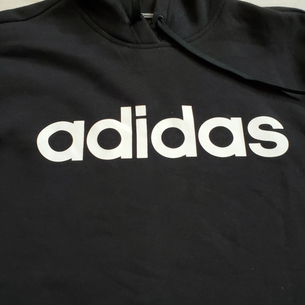 Adidas black hoodie‎ classic 3 white stripes size medium - Picture 3 of 5
